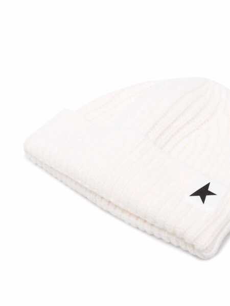 Caciuli Golden Goose Golden Goose White Beanie In Wool With Black Star WHITE Barbati (BM 14856292) 2