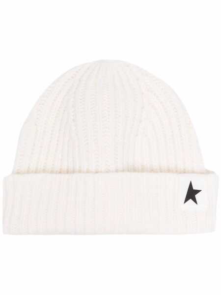 Caciuli Golden Goose Golden Goose White Beanie In Wool With Black Star WHITE Barbati (BM 14856292) 1