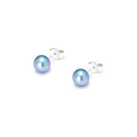 Cercei Freshwater Blue Pearl Stud Earrings In Sterling Silver Woman Femei