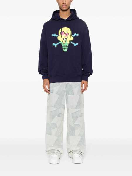 Bluze de trening ICECREAM Icecream Cones&AmpBones Printed Hoodie BLUE Barbati (BM 14859958) 2