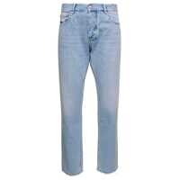 Blugi 'Kanye' Light Blue 5-Pocket Jeans With Logo Patch In Cotton Denim Man Barbati
