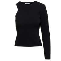 Topuri Black Crewneck One-Sleeve Top In Viscose Blend Woman Femei