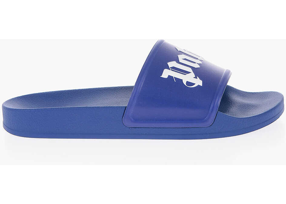 Sandale Palm Angels Solid Color Slides With Contrasting Logo Blue Barbati (BM 14887864) 3
