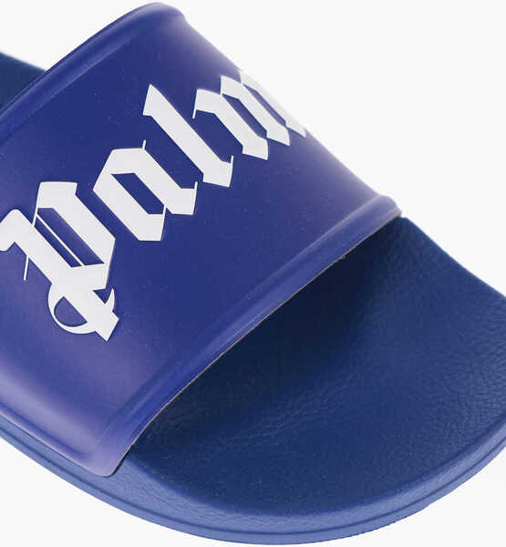 Sandale Palm Angels Solid Color Slides With Contrasting Logo Blue Barbati (BM 14887864) 4