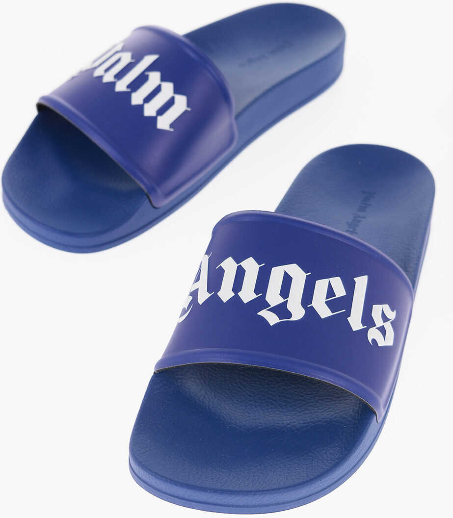 Sandale Palm Angels Solid Color Slides With Contrasting Logo Blue Barbati (BM 14887864) 1