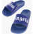 Palm Angels Solid Color Slides With Contrasting Logo Blue