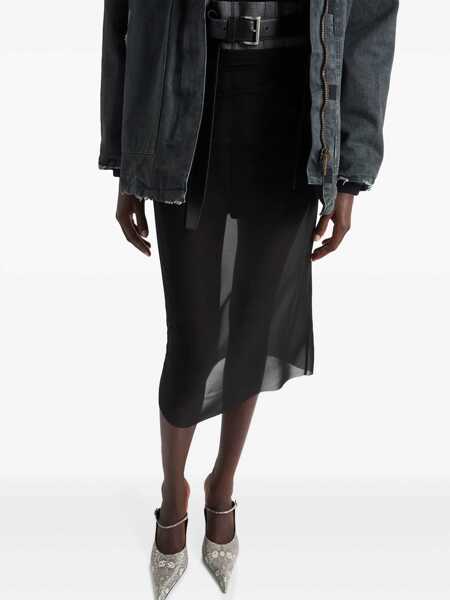 Fuste Prada Prada Georgette Midi Skirt Black Femei (BM 14903236) 5