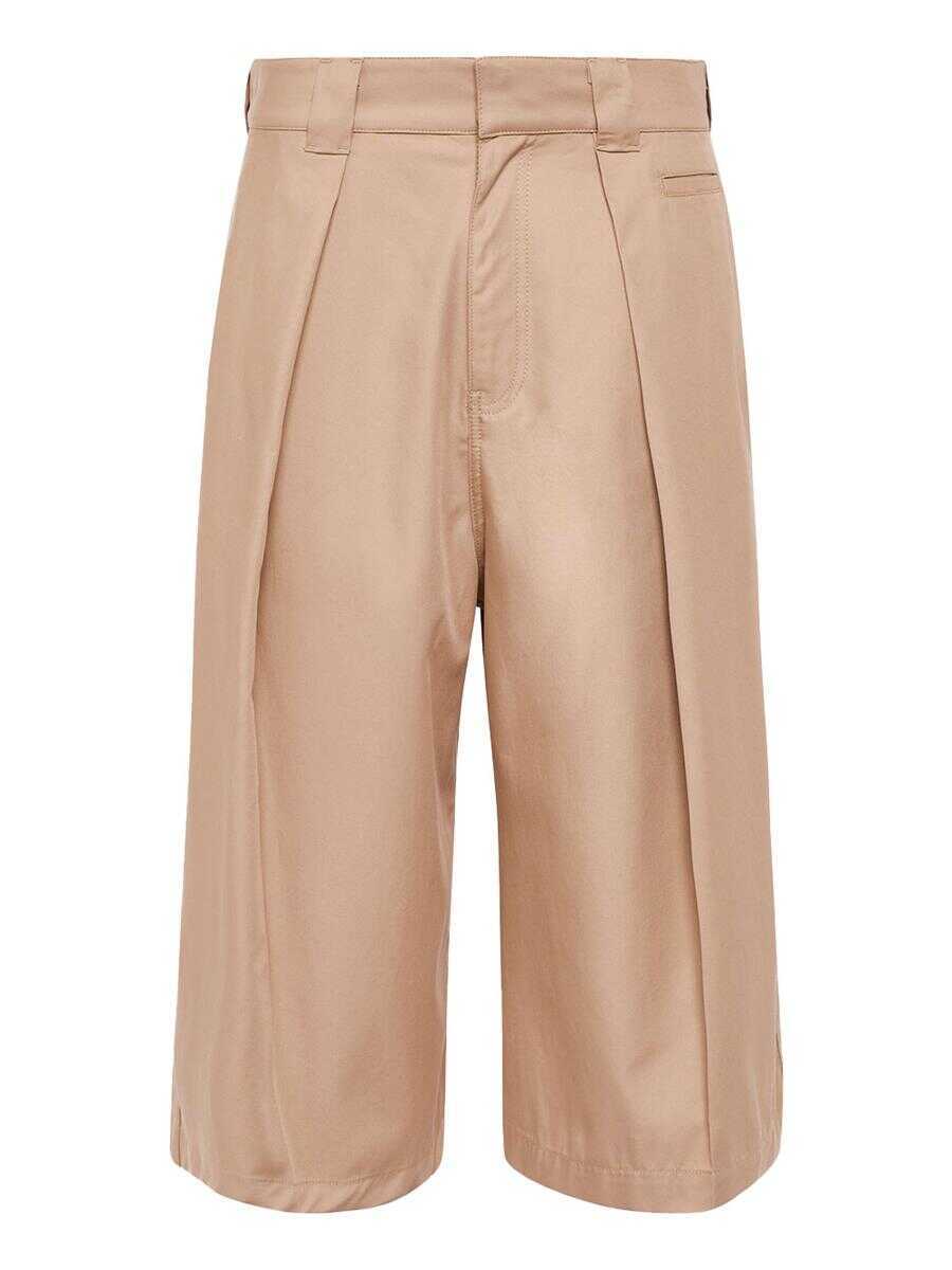 Pantaloni Loewe Loewe x Paulas Ibiza Cotton Pleated Cropped Trousers Beige Barbati (BM 14907016) 1