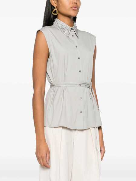 Camasi Fabiana Filippi Sleeveless poplin shirt Gray Femei (BM 14907259) 3