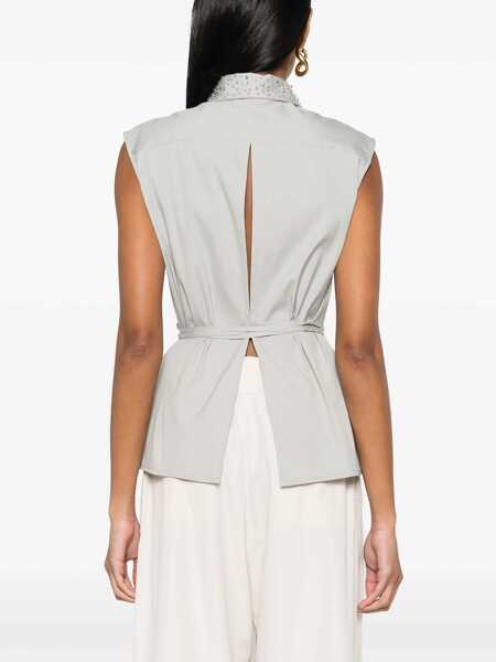 Camasi Fabiana Filippi Sleeveless poplin shirt Gray Femei (BM 14907259) 4