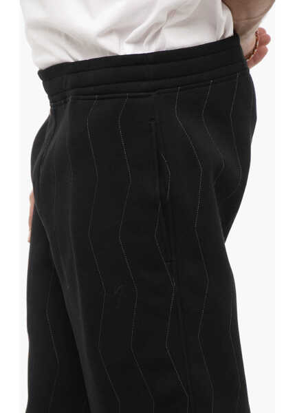 Pantaloni de trening Neil Barrett Neoprene Loose Fit Joggers With Visible Stitching Black Barbati (BM 14908189) 3