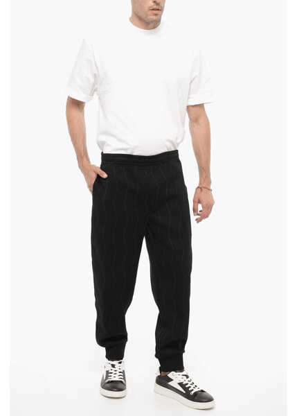 Pantaloni de trening Neil Barrett Neoprene Loose Fit Joggers With Visible Stitching Black Barbati (BM 14908189) 4