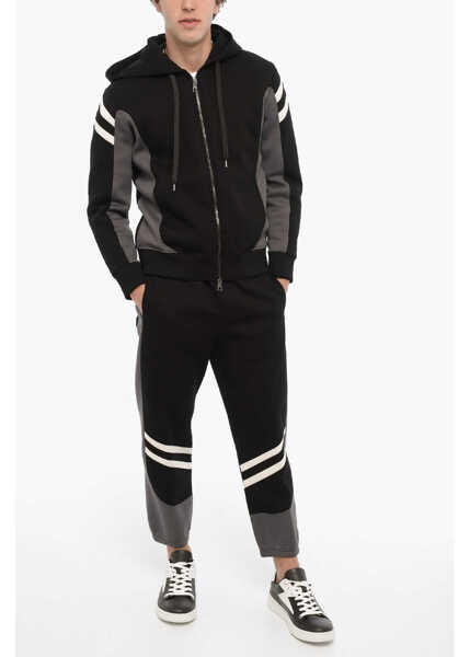 Hanorace Neil Barrett Neoprene Slim Fit Modernist Sweatshirt With Zip Closure Black Barbati (BM 14908207) 4