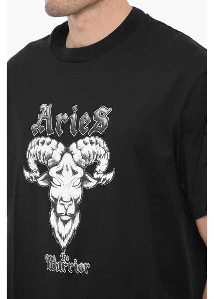 Tricouri Neil Barrett Slim Fit Aries The Warriar Crew-Neck T-Shirt Black Barbati (BM 14908216) 3
