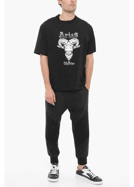 Tricouri Neil Barrett Slim Fit Aries The Warriar Crew-Neck T-Shirt Black Barbati (BM 14908216) 4