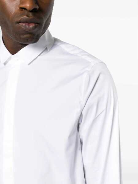 Camasi casual Neil Barrett Slim Fit Cut Out Bolt Shirt With Hidden Buttoning White Barbati (BM 14908252) 5