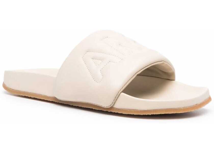Sandale AMBUSH Solid Color Leather Slides Beige Barbati (BM 14908276) 2