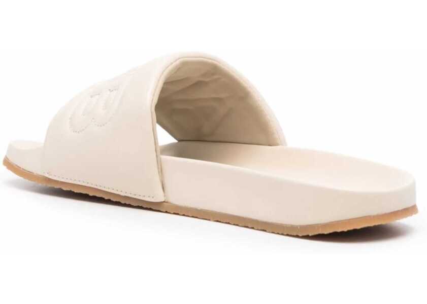 Sandale AMBUSH Solid Color Leather Slides Beige Barbati (BM 14908276) 3