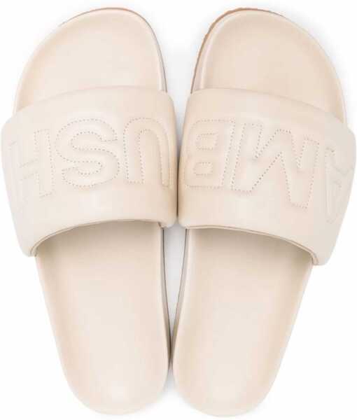 Sandale AMBUSH Solid Color Leather Slides Beige Barbati (BM 14908276) 4