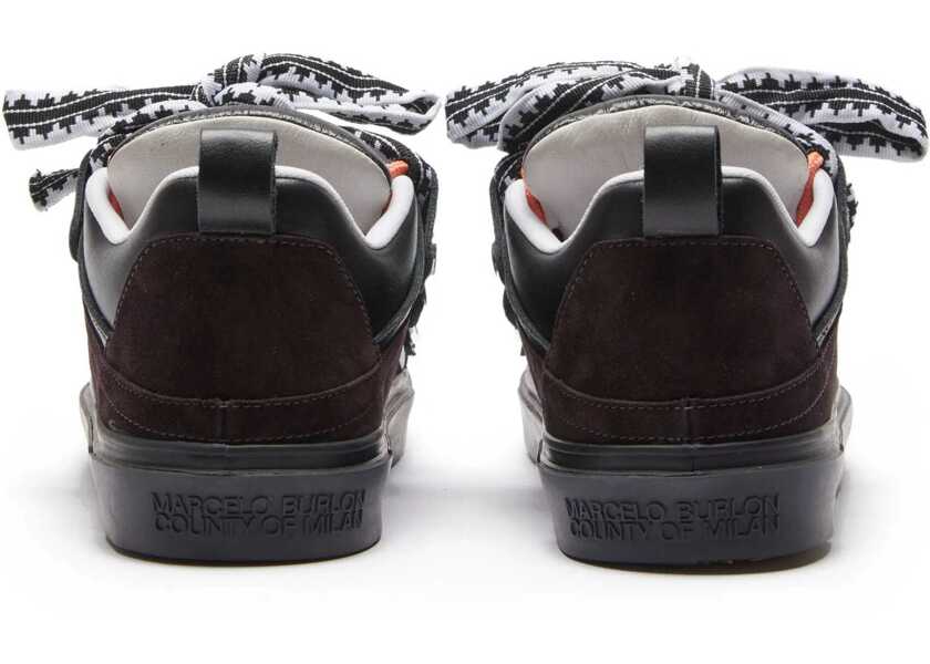 Sneakers Marcelo Burlon Leather Ticinella Low Top Sneakers With Maxi Strings Black Barbati (BM 14908285) 2