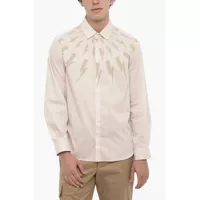 Camasi casual Loose Fit Fairisle Thunderbolt Shirt Barbati