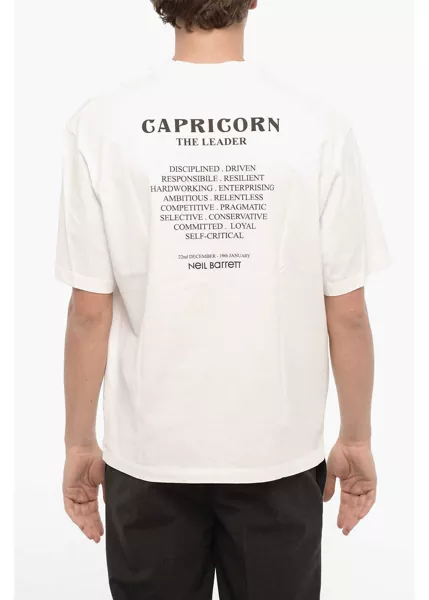 Tricouri Neil Barrett Printed Capricorn The Leader Crew-Neck T-Shirt White Barbati (BM 14908444) 2