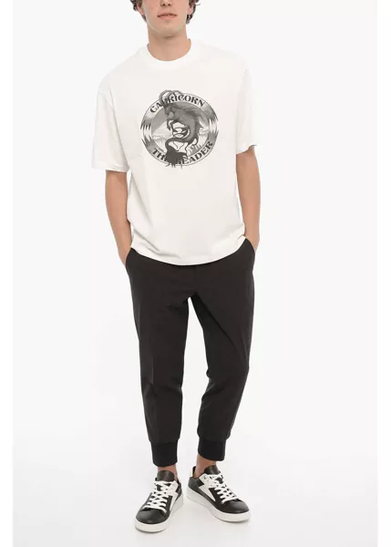 Tricouri Neil Barrett Printed Capricorn The Leader Crew-Neck T-Shirt White Barbati (BM 14908444) 4