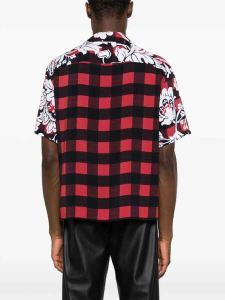 Camasi casual Neil Barrett Boxy Fit Double Patterned Shirt White Barbati (BM 14908474) 4