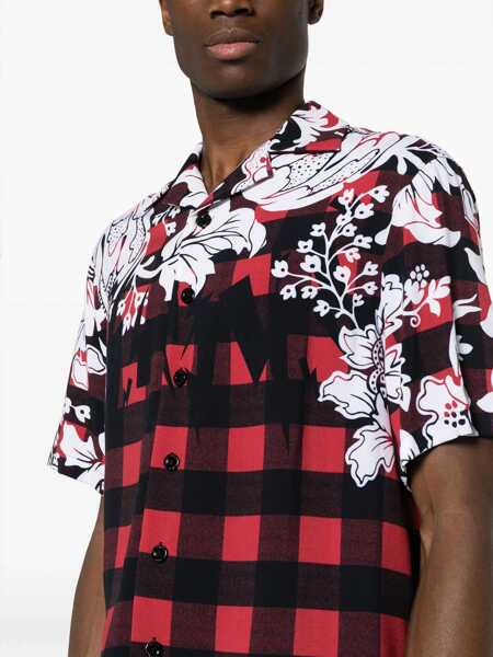 Camasi casual Neil Barrett Boxy Fit Double Patterned Shirt White Barbati (BM 14908474) 5