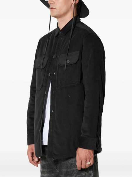 Jachete Neil Barrett Corduroy Overshirt With Quilted Insert To The Rear Black Barbati (BM 14908594) 3