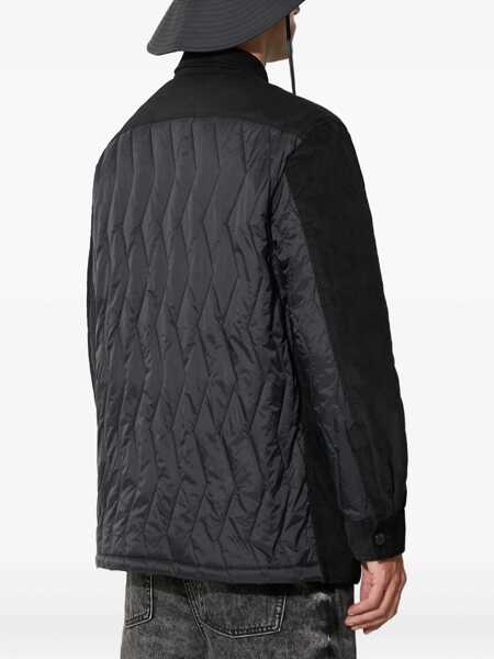 Jachete Neil Barrett Corduroy Overshirt With Quilted Insert To The Rear Black Barbati (BM 14908594) 4