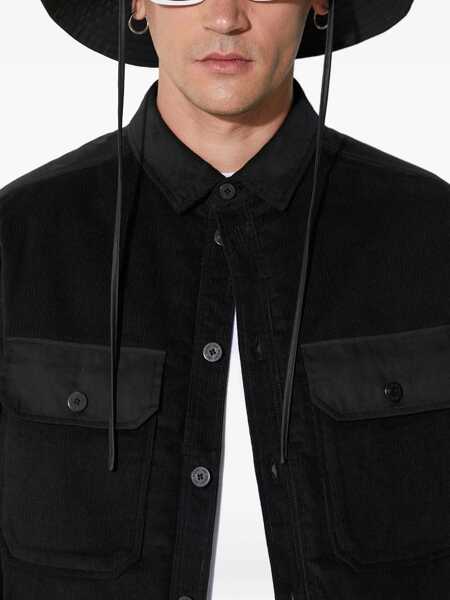 Jachete Neil Barrett Corduroy Overshirt With Quilted Insert To The Rear Black Barbati (BM 14908594) 5