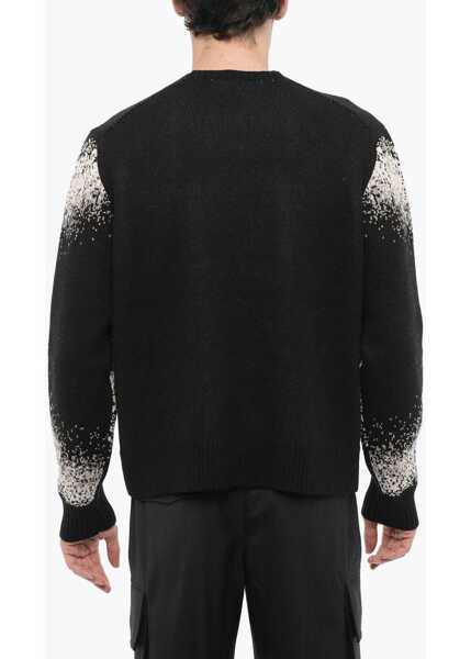 Pulovere Neil Barrett Slim Fit Crew-Neck Sweater Black & White Barbati (BM 14908621) 2