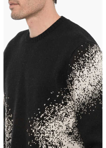 Pulovere Neil Barrett Slim Fit Crew-Neck Sweater Black & White Barbati (BM 14908621) 3