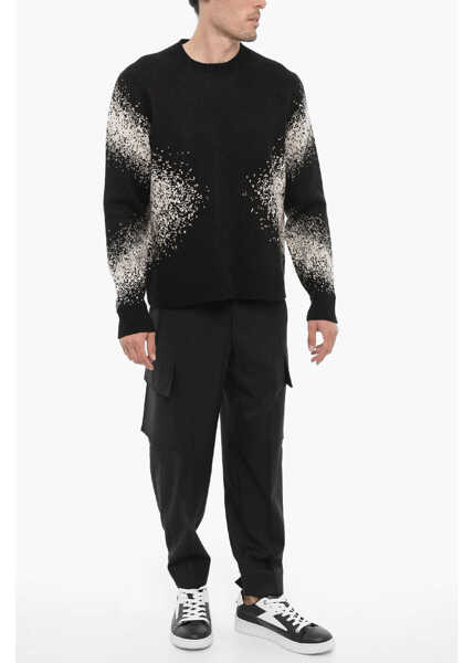 Pulovere Neil Barrett Slim Fit Crew-Neck Sweater Black & White Barbati (BM 14908621) 4