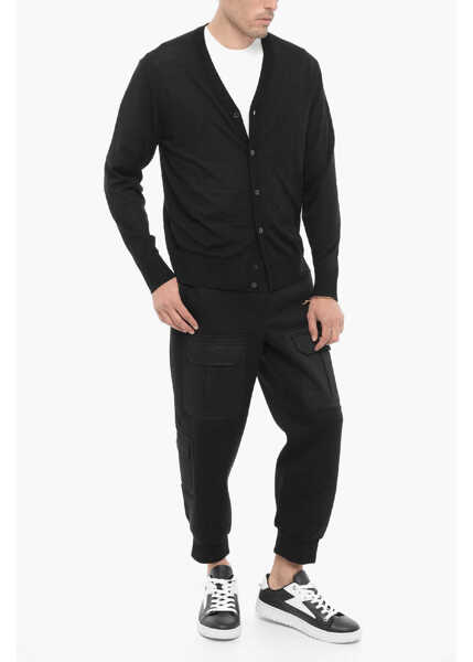 Cardigane Neil Barrett V-Neck Slim Fit Wool Cardigan Black Barbati (BM 14908624) 3