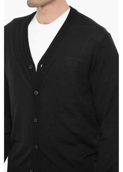 Cardigane Neil Barrett V-Neck Slim Fit Wool Cardigan Black Barbati (BM 14908624) 4