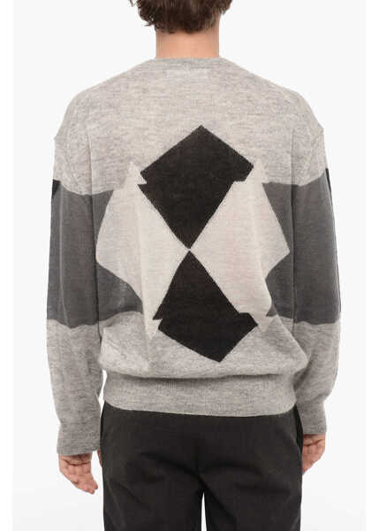 Pulovere Neil Barrett Argyle Motif Crew-Neck Sweater Black & White Barbati (BM 14908627) 2
