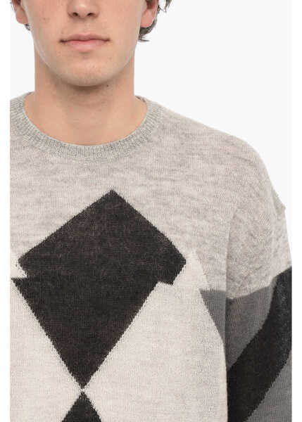 Pulovere Neil Barrett Argyle Motif Crew-Neck Sweater Black & White Barbati (BM 14908627) 3