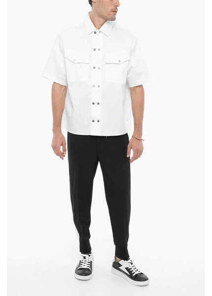 Camasi casual Neil Barrett Short Sleeved Boxy Fit Shirt With Double Breast Pocket White Barbati (BM 14908648) 3
