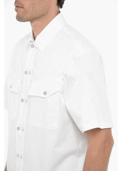 Camasi casual Neil Barrett Short Sleeved Boxy Fit Shirt With Double Breast Pocket White Barbati (BM 14908648) 4