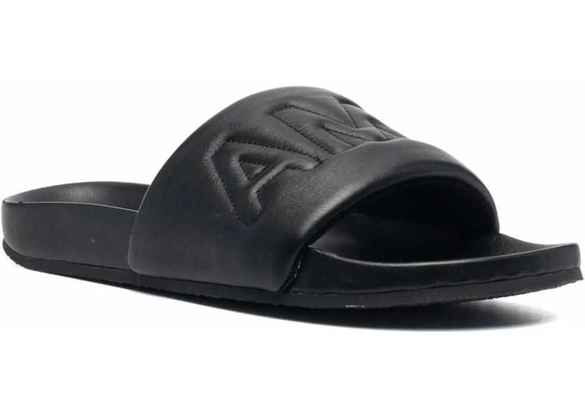 Sandale AMBUSH Solid Color Leather Slides Black Barbati (BM 14908681) 2