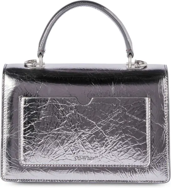 Genti de mana Off-White Metallic Leather Handbag With Removable Shoulder Strap Silver Femei (BM 14908693) 2