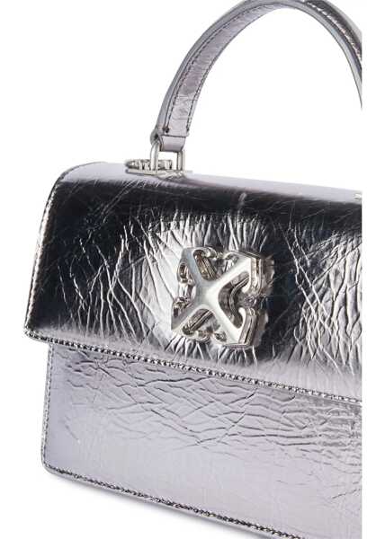Genti de mana Off-White Metallic Leather Handbag With Removable Shoulder Strap Silver Femei (BM 14908693) 5