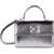 Off-White Metallic Leather Handbag With Removable Shoulder Strap Silver