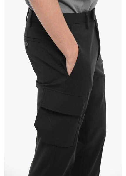 Pantaloni casual Neil Barrett Skinny Fit Cargo Pants With Belt Loops Black Barbati (BM 14908831) 4