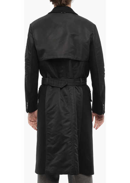 Trenciuri Neil Barrett Double Fabric Slim Fit Hybrid Trench With Belt Black Barbati (BM 14908834) 2
