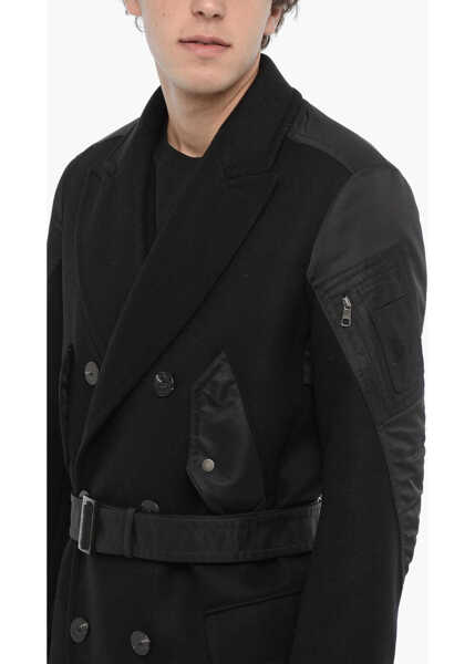 Trenciuri Neil Barrett Double Fabric Slim Fit Hybrid Trench With Belt Black Barbati (BM 14908834) 3