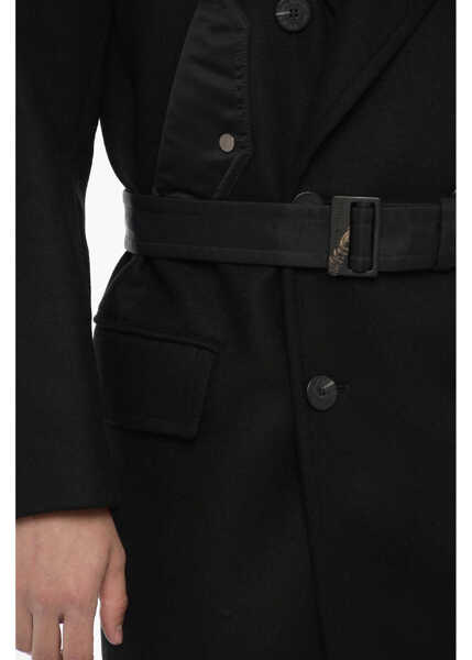 Trenciuri Neil Barrett Double Fabric Slim Fit Hybrid Trench With Belt Black Barbati (BM 14908834) 4