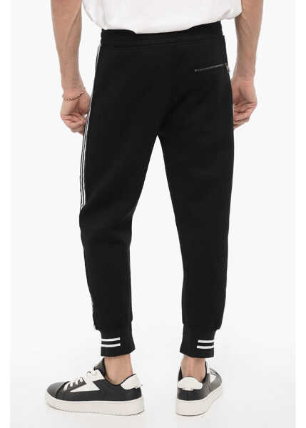 Pantaloni de trening Neil Barrett Neoprene Skinny Fit Biker Joggers With Contrasting Side Band Black Barbati (BM 14908837) 2
